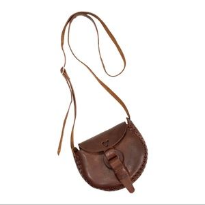VTG Handmade Sm Brown Leather Horseshoe Crossbody